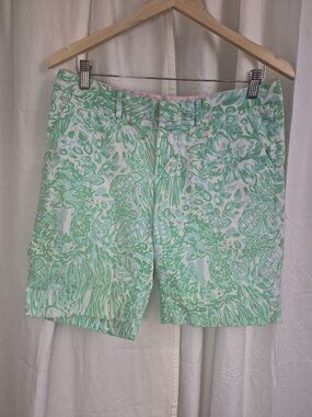 Lilly Pulitzer 6 Avenue Blue Green Tropical Beach Travel Cruise Colorful Shorts